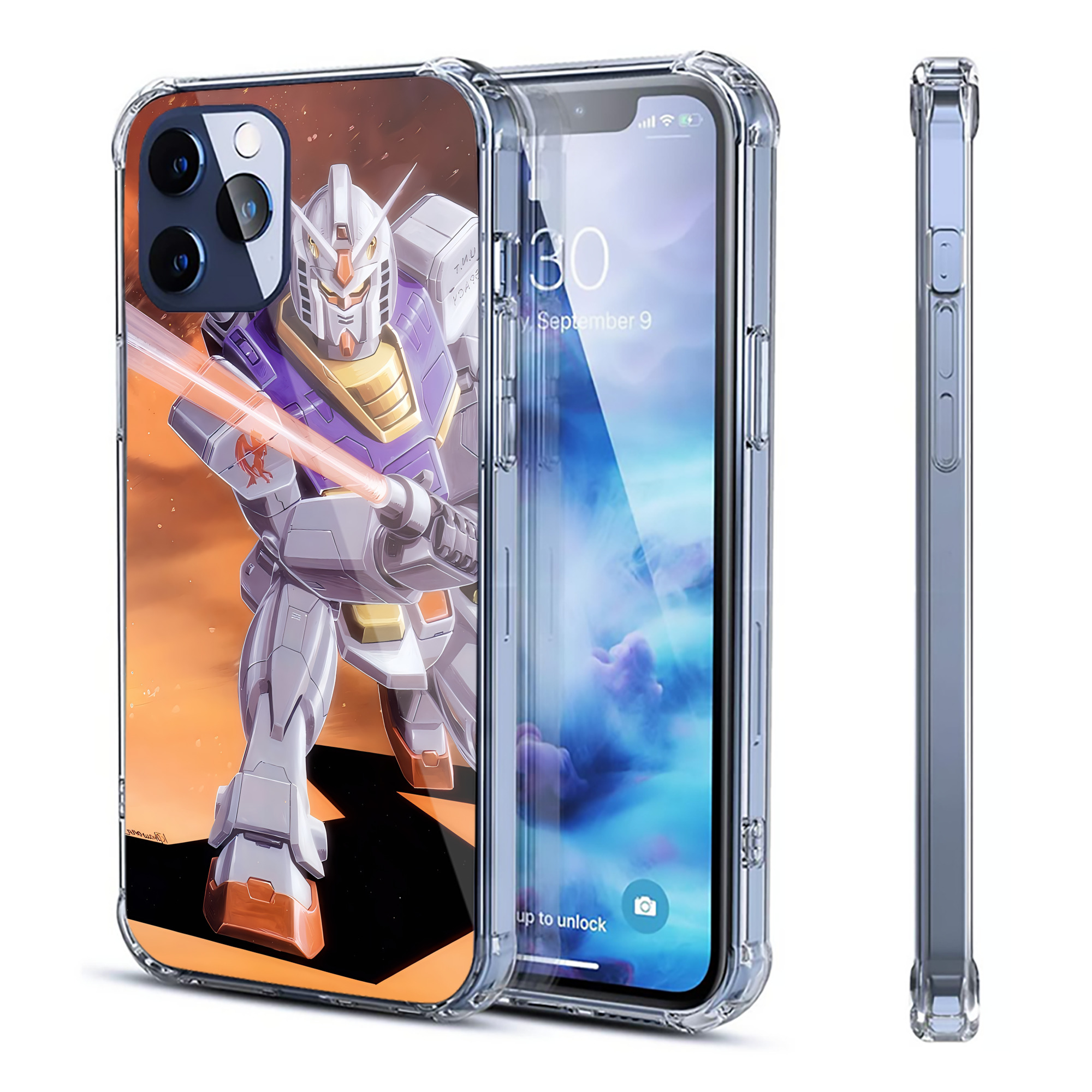 （画像用） 機動戦士ガンダム Mobile Suit Gundam 【iPhone 12シリーズ対応】透明スマホケース（クリアソフトケース）